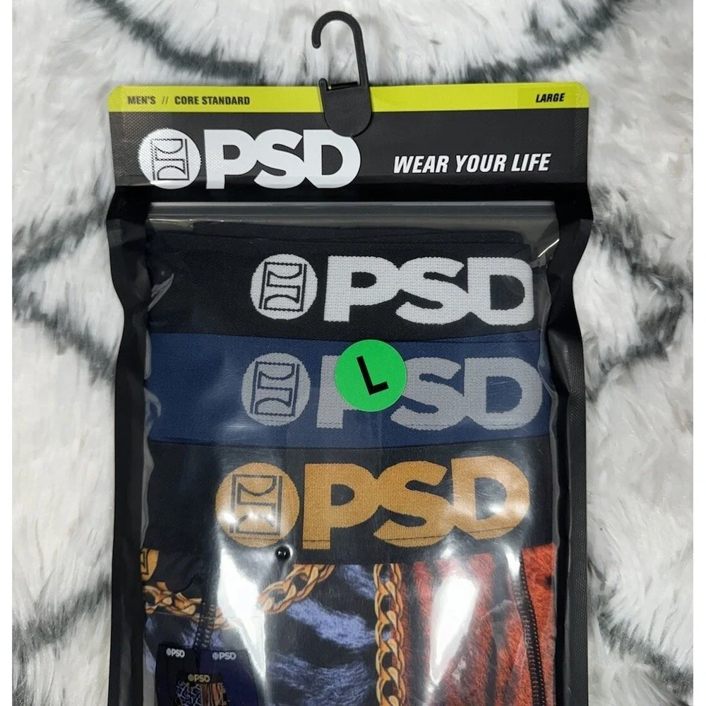 PSD Core Standard Safari Chains 3 Pack Premium Boxer Briefs Sz L (36-38) NEW $65